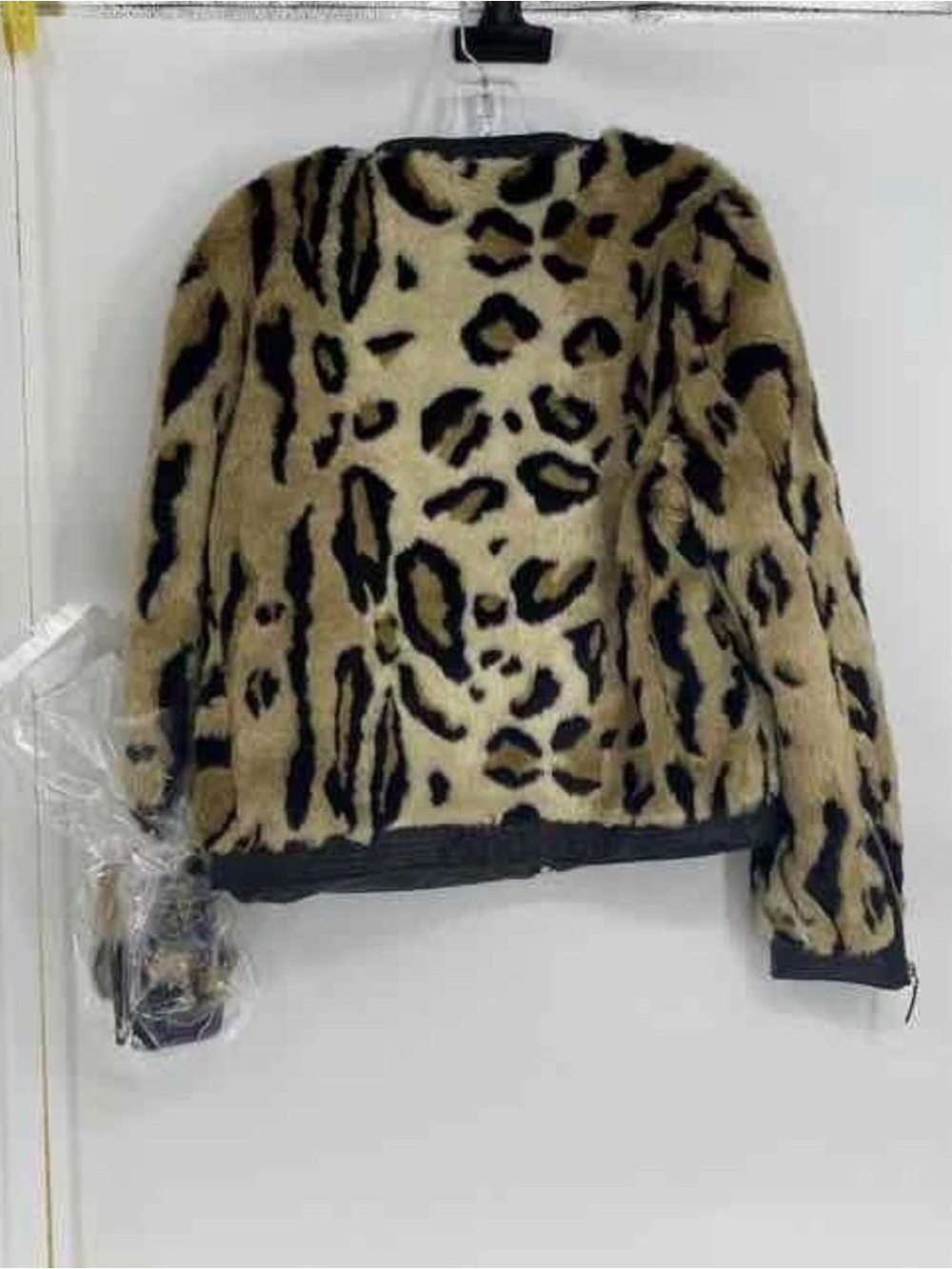 Karl Lagerfeld Leopard Faux Fur Bomber Jacket - Tan & Black - Picture 4 of 9